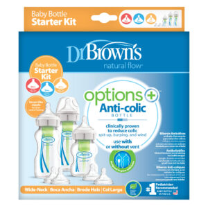 Dr Brown's - Options+ Anti-colic Bottle | Kit de démarrage biberon à col large Dr Brown's