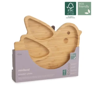 Miniland - Assiette en bois oiseau La vaisselle