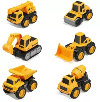 6 pcs metal construction trucks gift pack set toy for kids original