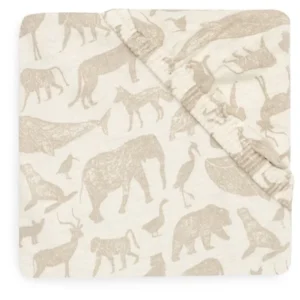 Fitted Sheet Jersey 60x120cm Animals Nougat