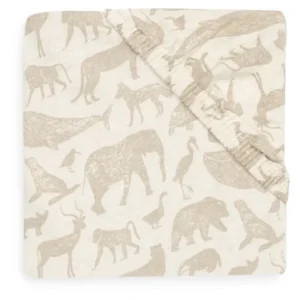 Fitted Sheet Jersey 40/50x80/90cm Animals Nougat