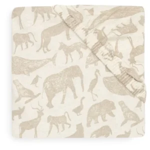 Fitted Sheet Jersey 70x140/75x150cm Animals Nougat