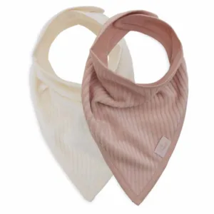 Jollein Bavoir Bandana Velvet Rib - Wild Rose/Ivory - 2 Unités
