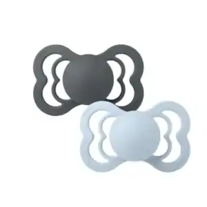 Bibs 2 Sucettes Iron/Baby Blue Taille 2 Bibs