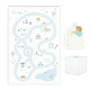 Play&go tapis puzzle EEVAA , boîte de rangement & mini maison - village